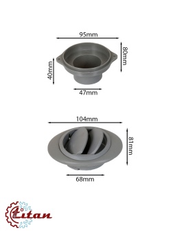 Чертеж 24-0762 Дефлектор серый 104х81 под гофру 47мм