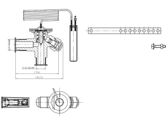 Чертеж 21-0838 Терморасширительный вентиль с внутренним уравниванием ТРВ аналог Danfoss R404a