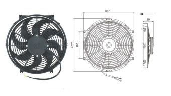 Чертеж 08-0523 Вентилятор 14 12V Pusher 125W S