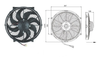 Чертеж 08-1295 Вентилятор 14 12V Puller 160W S