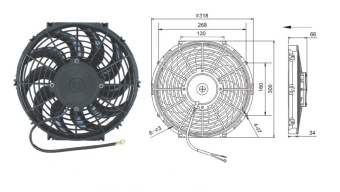 Чертеж 08-0932 Вентилятор 12 24V Pusher 120W S
