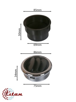 Чертеж 24-0816 Дефлектор черно-хромированный D86 под гофру 69мм