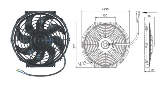 Чертеж 08-1029 Вентилятор 10 12V Pusher 100W S