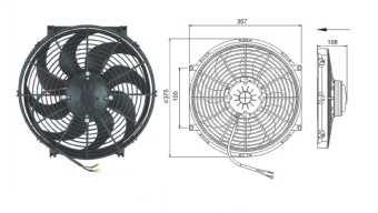 Чертеж 08-1800 Вентилятор 14 24V Pusher 160W S
