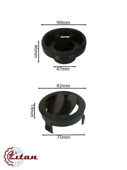 Чертеж 24-0765 Дефлектор черный D82x52 под гофру 47мм