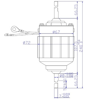 Чертеж 08-1803 Вентилятор центробежный для испарителя 404 405 223 228 12V 100W без крыльчатки