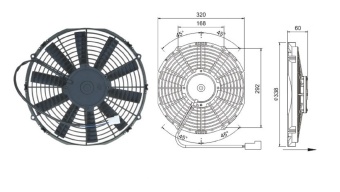Чертеж 08-1293 Вентилятор 13 12V Puller 120W аналог SPAL 305mm 12