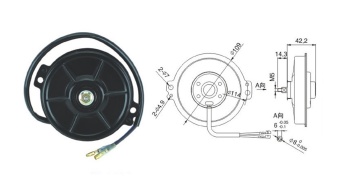 Чертеж 08-1399 Электромотор осевого вентилятора 100w 12V Puller Pusher